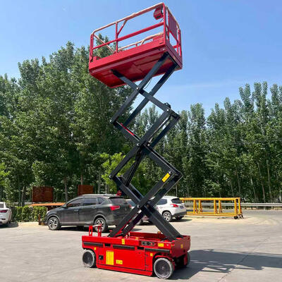 320kg 10m کوچک قرمز خودران هیدرولیک قیچی بلندکن پلت فرم